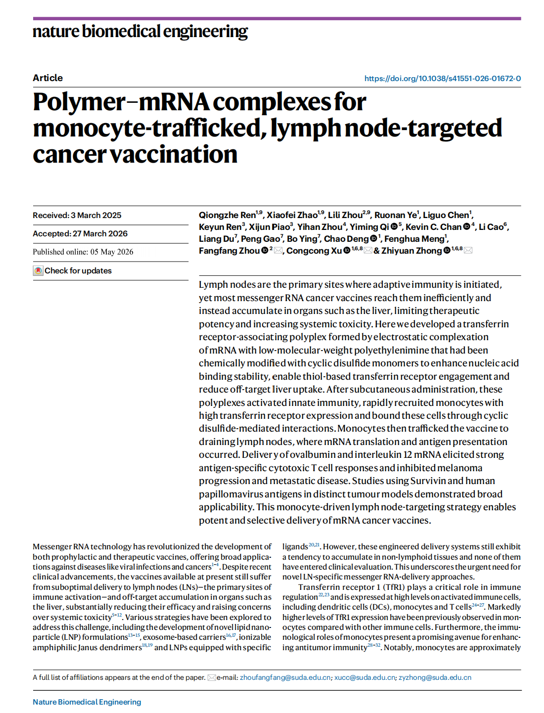 Lab PhD Student Qiongzhe Ren Publishes P...